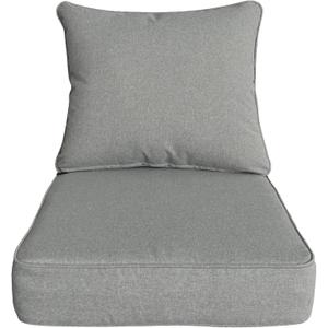Outdoor/Indoor 24x24 inch Deep Seat Patio Cushions Set of 1 Resilient Foam Filling Water Repellent Stain-Resistant UV Resistant Weather Resistant Patio Cushions Light Grey