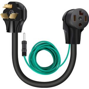 WELLUCK 1.5 FT 4 Prong to 3 Prong Dryer Adapter, 30 Amp Dryer Outlet Plug Power Cord, NEMA 10-30P Male to 14-30R Female Three Prong Converter, 250V 3prone Old Clothes Dryer Connector w/Ground Wire