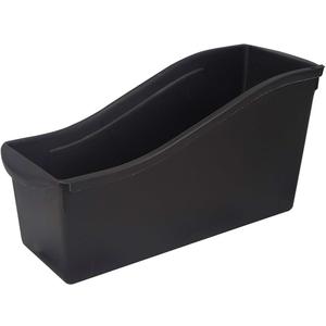 Storex Industries 14.3" x 5.3" x 7" Storex Large Book Bin with Front Pocket, Black 6 Pack
