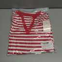 LilyCoco Womens 3/4 Length Sleeve Tops Striped Boat Neck Shirt Frenchy Cotton Tees Red Large (Red, L)