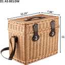 Wicker Picnic Basket, Rectangular Storage Basket with Carrying Strap for Camping Travel Party