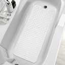 MOONFLY Shower and Bathtub Mat,40x16 Inches,Extra Long Non Slip Mats with Suction Cups and Drain Holes, Machine Washable and Anti Slip Bathmats, Bathroom Mats for Tub Nonslip (White)