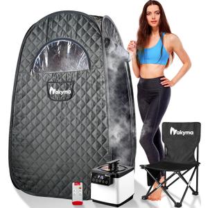 Portable Steam Sauna, Personal Sauna for Home Spa, Sauna Tent Sauna Box with Steamer 2.6L 1000W Steam Generator, 60 Minute Timer with Remote Control, Folding Chair, 15 Levels (Grey) (Gray)