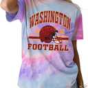 IZYJOY Women Football Shirt Vintage Game Day T-Shirt Sunday Funday Tee Tie Dye Football Season Short Sleeve Tops (X-Large, Purple-098)