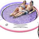 FBSPORT Inflatable Water Hammock Round Floating Ring, 8ft Inflatable Dock Floating Platform for Lake W/Cupholder, Sun Float Chill Raft Float Ring Tanning Pool Lounger Island Platform Pad, Purple Pink