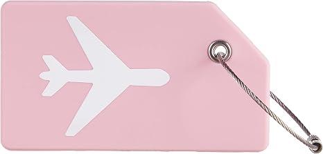Gostwo Silicone Initial Luggage Tag for Suitcases Travel Essentials | Pink, Personalized Airplane Name Tag, TSA Approved, Stainless Loop, Privacy Protection, Luggage Identifiers Accessories