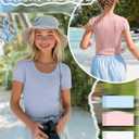 3 Pack Girls Shirts Scoop Neck Ribbed T Shirts Teens Short Sleeve Slim Fit Summer Tees for Kids Age 5-14