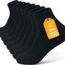 Brula Mens 98% Cotton Cushioned Ankle Socks, Moisture-wicking Breathable Low Cut Athletic Running Socks (Medium-Large, 4 Pairs Black)