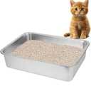 Stainless Steel Cat Litter Box for Big Cats,Large Metal Cat -Easy to Clean,Small Stainless Steel Litter Box(17.5" L x 13.6" W x 4.1" H).
