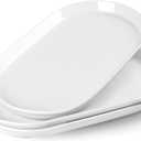Taeochiy 14" Oval Serving Platter Set of 3 - Ceramic Large White Platters for Entertaining Party, Serving Plates for Turkey Meat Sushi, Oven Dishwasher Safe