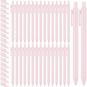 Fulmoon 50 Pcs Ballpoint Pens Bulk Retractable Comfortable Writing Pens Cute Christmas Supplies in Medium Point 1.0 mm for Teacher Office Home Baby Shower (Pale Pink,Black Ink)