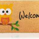 Owl - 17"x29" - Coir Door Mat with Heavy Duty Backing - Welcome Mats for Entryway, Porch - Anti-Slip PVC & Coconut Fiber Surface - Natural Home Accessories, Minimalist Original Design