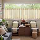 jinchan Striped Linen Kitchen Curtains 24 Inches Tier Curtains Farmhouse Modern Cafe Style Small Window Treatments Airy Light Filtering Rod Pocket for Living Room Bathroom 2 Panels Mustard Yellow