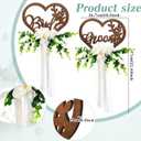 Bride and Groom Chair Decorations Bride and Groom Floral Chair Signs Wedding Chair Signs Wooden Rustic Mr Mrs Chair Signs with Chiffon Ribbons for Church Chair Bench