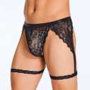 ABAFIP Men's Lace Underwear Sheer Pouch Garter Panties Crossdressing Sexy Lingerie Sissy Underpants