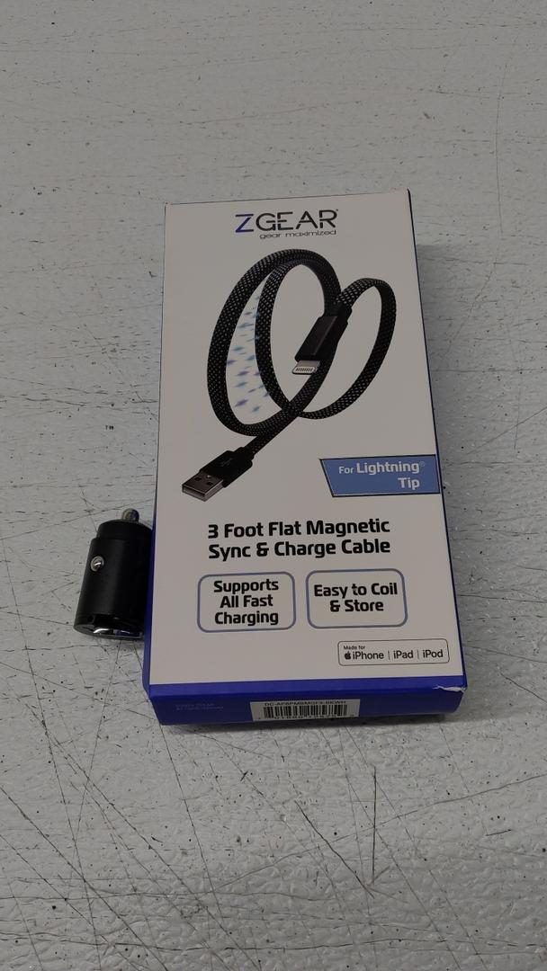 ZGEAR 3 FOOT Flat Magnetic Synk & Charge Cable And Adaptive Fast Charge Dual USB-C Car Charger