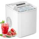 Sweetcrispy Countertop Ice Maker, Portable Ice Machine Self-Cleaning, 9 Cubes in 6 Mins, 26 lbs/24Hrs, 2 Sizes of Bullet Ice for Home Party Office, White