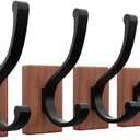 Rustic Wooden Coat Hooks Wall Mounted  Heavy Duty Solid Walnut Wood Wall Hooks Hanger Rack with Screws  Double Hooks for Hanging Coats, Towels, Hat, Bag, Keys, Purse  4 Pack