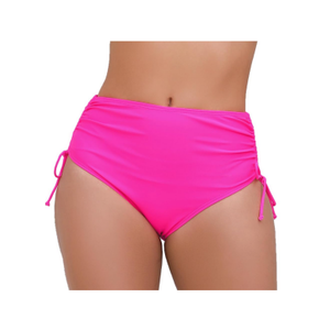 Women's High Waisted Full Coverage Cheeky Bikini Bottoms Tummy Control Adjustable Dtawstring Swim Bottoms (XL)