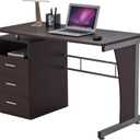 47.25" Computer Desk with Drawers, Home Office Desk with Storage, Heavy Duty and Water Resistant Study Table, Chocolate Brown