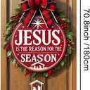 Merry Christmas Door Cover 35x71 Inch Front Porch Door Banners Decoration Winter Jesus Reason Season Banner for Sign Background Party Indoor Decor