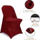 ManMengJi Spandex Chair Covers, 12 PCS Folding Chair Covers, Universal Fitted Chair Slipcovers for Wedding, Party, Banquet, Holidays, Celebration (Drak Red)