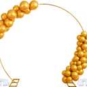 8FT Gold Round Backdrop Stand Large Circle Metal Floral Balloon Frame Wedding Arch Stand for Wedding, Birthday Party, Baby Shower, Graduation, Anniversary, Candy Tables Celebration