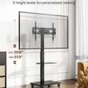 Steel Base Rolling TV Stand for 32-75 inch TVs up to 110 lbs, Leveling & Tilt & Swivel Mobile TV Stand with Hidden Wire Management, Height Adjustable Portable Tv Stand with Steel Shelf, Black