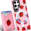 Toycamp for Samsung Galaxy S23 Ultra Case - Compatible with Magsafe Credit Card Holder Wallet Magnetic Girls Cute Girly Teens Kawaii Unique Strawberry Design Phone Cover for Galaxy S23 Ultra