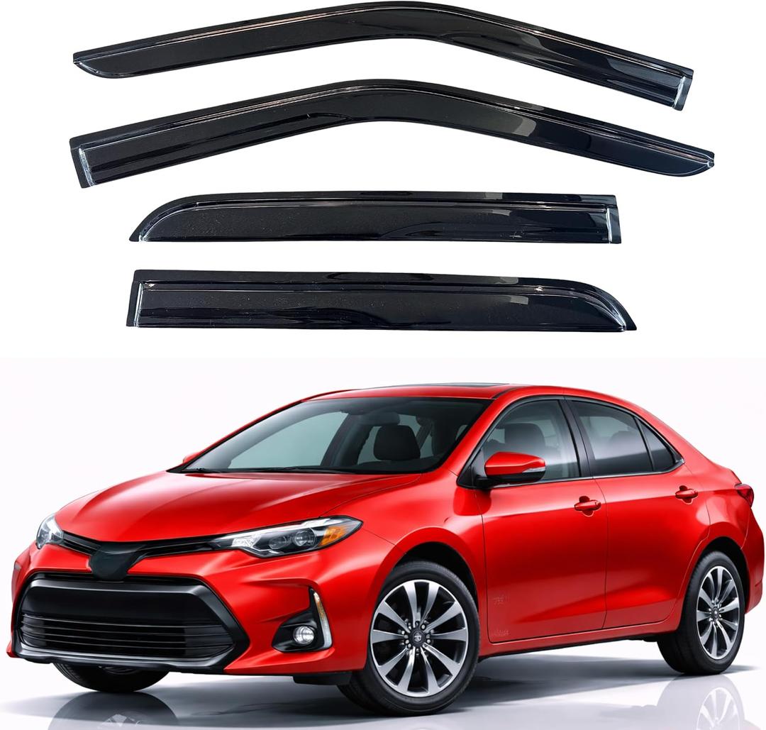 KPY Rain Guards Fit for 2014-2019 Toyota Corolla, Out-Channel Window Visors Vent Wind Deflectors 4PC, Car Accessories for 14-19 Corolla Sedan (Excludes Hatchback)