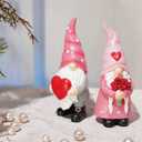 Gnomes Valentines Decorations Table Ornaments - 2 Pc Christmas Gnome Figurines Valentine's Day Decor Gifts for Him Resin Handmade Sweet Mr and Mrs Gnomes Decor for Home 5.25 H inch Newman House Studio