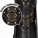 Cowboy Boots for Women - Fringe Knee High Cowgirl Boots with Classic Embroidery, Pointed Toe Pull on Retro Design, Perfect for Western Parties, Weddings and Events (Black) Size: 8.5