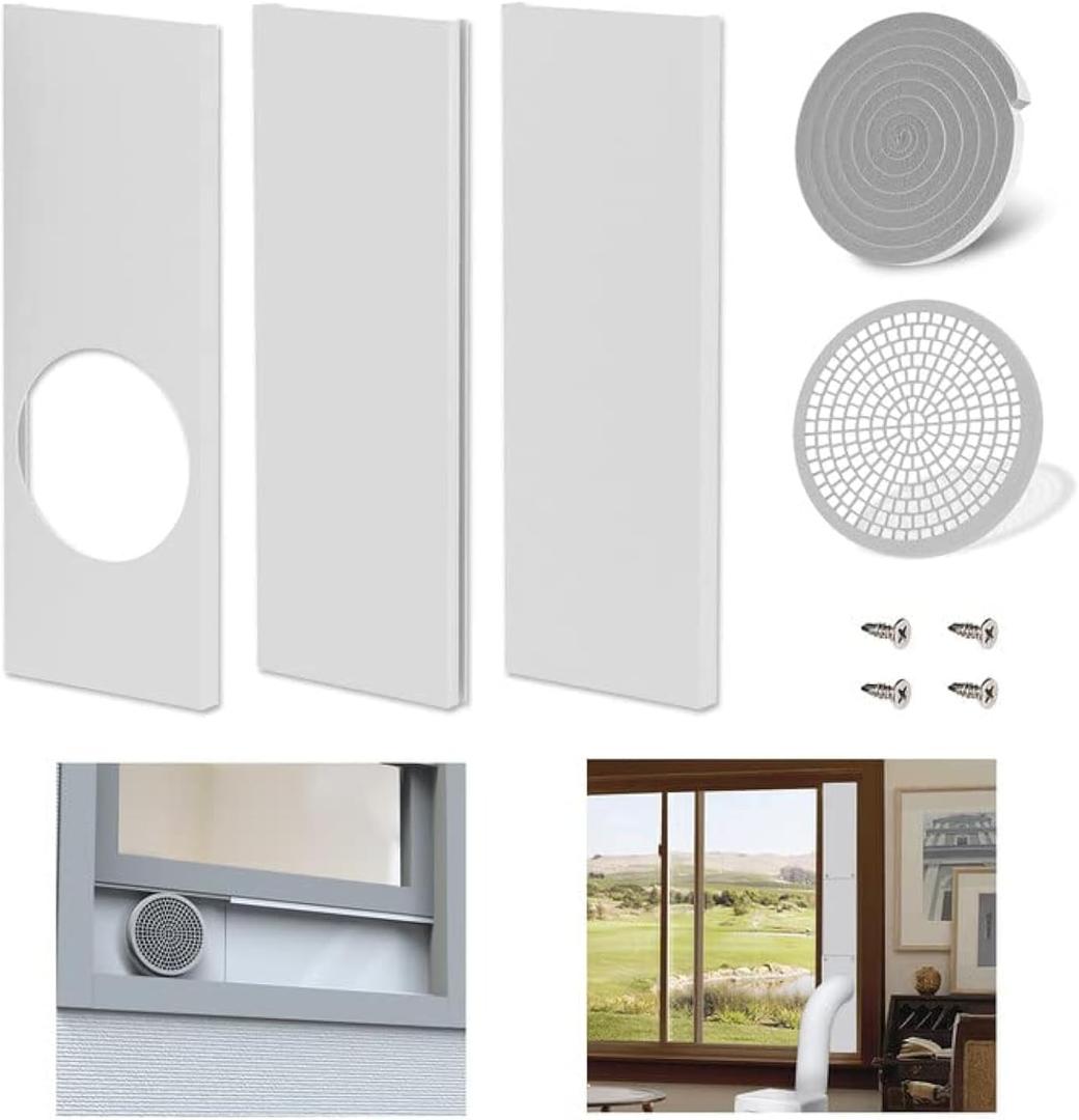 Portable Air Conditioner Window Kit with Bird Stop Coupler,AC Vent Kit Compatible with 5.9'' Diameter Exhaust AC Hose,Adjustable AC Replacement Seal Plate for Sliding,Hung Windows