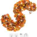 Thanksgiving Garland,Thanksgiving Decorations 6FT Fall Leaves Garland for Home Indoor Outdoor,Artificial Autumn Hanging Decor for Mantle Table Fireplace Party Patio (1)