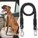 Pawaboo Dog Seatbelt for Car, Reflective Rope Dog Dog Car Seat Belt Bungee, Pet Tether Safety Restraint with Heavy Duty Buckle, Dogs Cars Harness Leash with 360 Lockable Buckle, Black