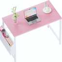 Pamray 32 Inch Computer Desk for Small Spaces with Storage Bag, Home Office Work Desk with Headphone Hook, Small Office Desk Study Writing Table (Pink)