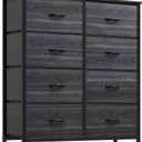 YITAHOME Dresser with 8 Drawers - Fabric Storage Tower, Organizer Unit for Bedroom, Living Room, Hallway, Closets - Sturdy Steel Frame, Wooden Top & Easy Pull Fabric Bins, Burlywood Grain