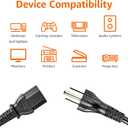 Amazon Basics PC Power Cord for Monitor, Computer, TV, 3 Prong, 18 AWG, 125 Volts, 6 feet, Black, 10-Pack, UL Listed