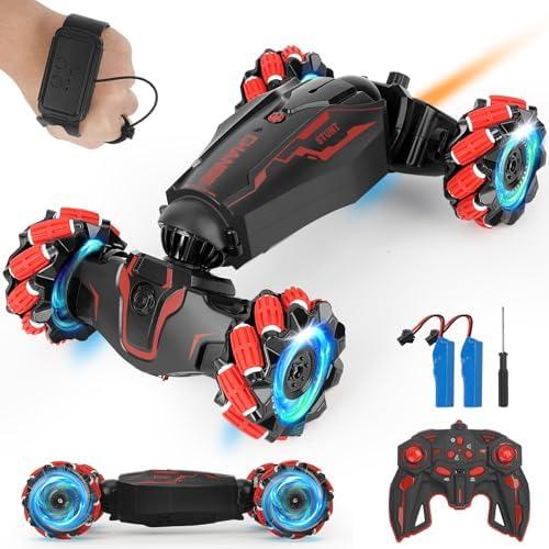 HZDYBY Gesture Sensing RC Stunt Car ，Hand Controlled, LED Lights, Music, 4WD, Double-Sided 360° Flips, Off-Road Twist Vehicle. Best Birthday Gift for Kids Ages 6-13, Boys' Toys.