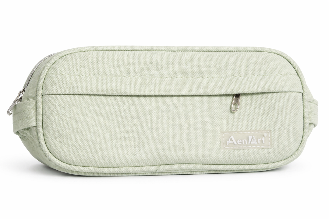 Aen Art Pencil Case, Large Capacity Pencil Pouch, Zipper Pencil Box with Easy Grip Handle & Loop for School Teen Girl Boy Men Women (Green)