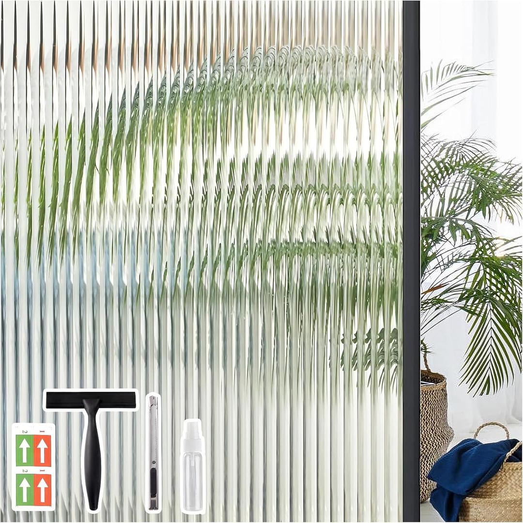 Coavas Reeded Glass Window Privacy Film, 3D Fluted, 23.6"x78.7"
