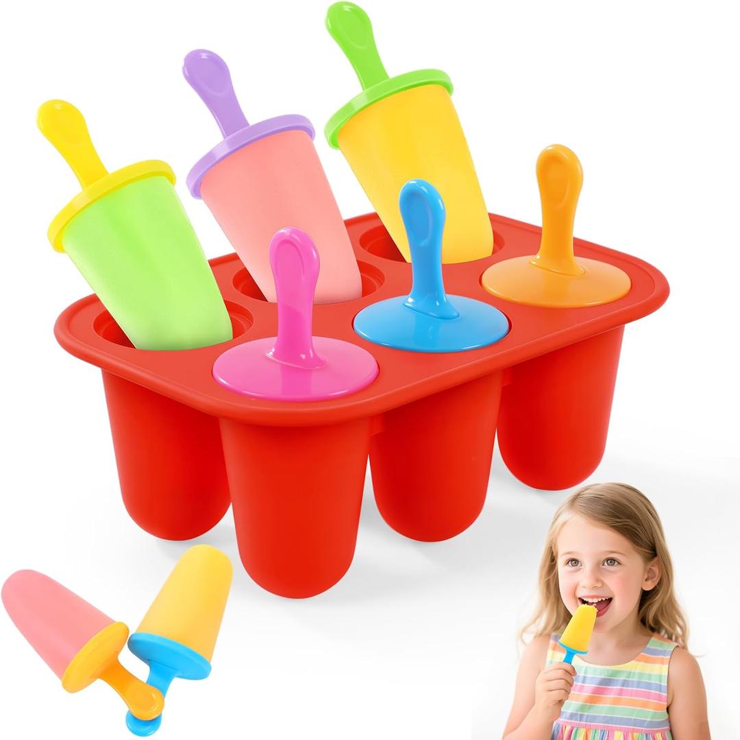 Silicone Popsicles Molds, BPA-Free Small Popsicle Mold for Kids, Toddler & Baby, Reusable Popsicle Molds, Mini Ice Pop Molds with Colorful Sticks, Ice Cream Molds, Homemade Ice Cream Molds(Red)