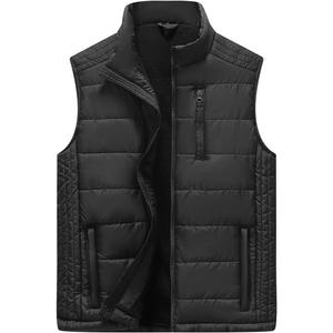 Msmsse Men's Outerwear Vests Winter Quilted Padded Vest Gilet Stand Collar Warm Puffer Vest (Black, L)
