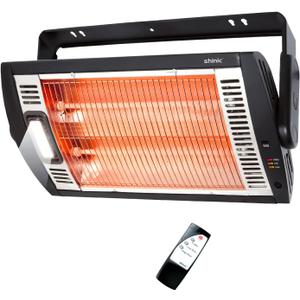 Shinic Garage Heater, 1500W Ceiling Mounted Shop Heater with Remote Control, 5 Mode Settings, 90 Tilting, Overheat Protection & ETL Listed for Indoor/Outdoor Use,Black