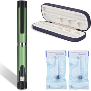60 Unit Peptide Pen, Reusable V2 Injector Metal Pens with 2PCS 3ml Cartridges and Travel Case, Universal Compatibility, Daily Use (Green)