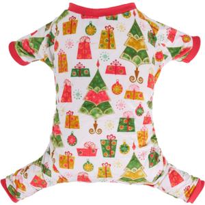 CuteBone Small Dogs Christmas Outfit Soft Puppy Onesies Pjs Dog Pajamas Pet Coat Cat Apparel Comfy Doggie Jumpsuit Bodysuit for All Seasons, Large