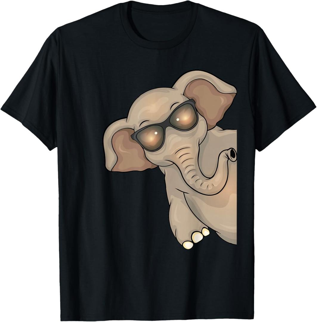 Cool Elephant with Sunglasses Kids Elephant Lover T-Shirt, S