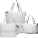 Expandable Travel Duffle Bag for Women Men, Large Gym Bag Travel Tote Bags, Waterproof Carry On Personal Item Bag Airline Approved, Overnight Workout Weekender Bag with Luggage Sleeve, Light Grey