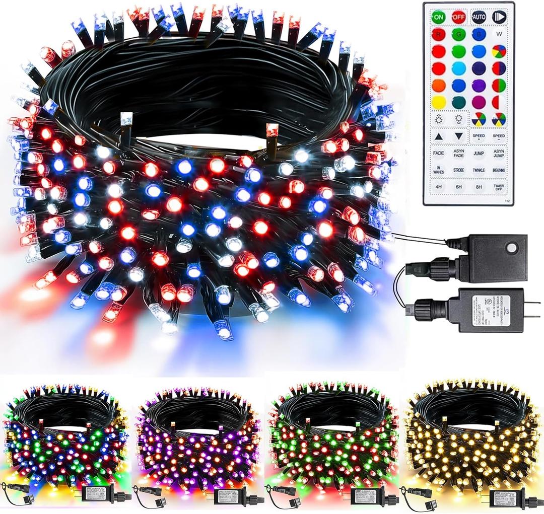 TW SHINE Color Changing Christmas Lights, 66 FT 200 LED RGB Halloween Lights Outdoor with Remote Waterproof for Indoor Xmas Tree Party Wedding Decorations (RGB (Red, Green, Blue))
