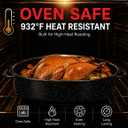 18 Inch Enamel Roasting Pan with Lid & Rack, Oven & Dishwasher Safe Turkey Roaster, 932°F Heat Resistant, Includes Silicone Handles & Cleaning Sponges